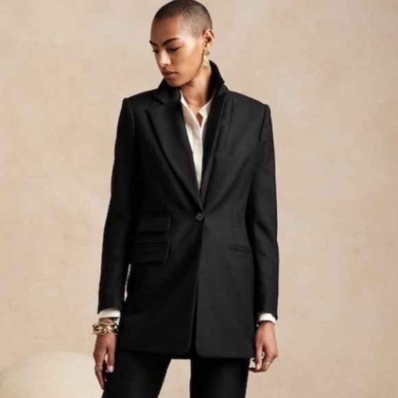 NWT! Banana Republic Black Lido Sculpted Wool Blazer - Multiple Sizes 💙 - Picture 3 of 8
